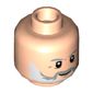 Minifig Head Alan Grant, Light Bluish Gray Eyebrows, White and Gray Beard, Dark Tan Lines Print