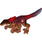 Animal, Dinosaur, Pyroraptor, Red Fin, Dark Red Top, Dark Brown Markings, Sand Blue Tail print