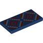 Tile 2 x 4 with Bright Light Blue and Dark Red Geometric Design Print