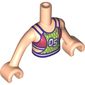 Minidoll Torso Girl with Coral/Lime Top with 05 print, Light Nougat Arms and Light Nougat Hands