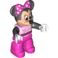 Duplo Figure Minnie Mouse with Bright Pink Top with White Spots and Black Arms - Dark Pink Legs