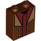 Brick 1 x 2 x 2 with Inside Stud Holder with Dark Red Shirt, Reddish Brown Coat print