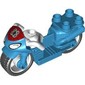 Duplo Motorcycle with Rubber Wheels, Spider Web, Headlights and Spider-Man Logo, White Handlebars Print