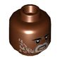 Minifig Head Greef Karga, Low Eyebrows, Light Bluish Gray Beard, Serious Print