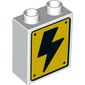 Duplo Brick 1 x 2 x 2 with Bottom Tube and Hazard Sign, Black Lightning Bolt Print