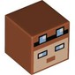 Minifig Head Special, Cube with Pixelated Face, Medium Blue Eyes, Glasses Print