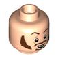Minifig Head Marv Merchants with Reddish Brown Eyebrows, Mustache, Sideburns Raised Eyebrow/Angry Iron Imprint print [Hollow Stud]