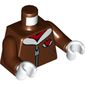 Torso Coat with Zipper, White Fur, Red Mickey Mouse Logo with Wings Print, Reddish Brown Arms, White Hands