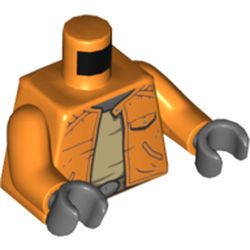 Torso Jacket, Open over Tan Undershirt, Belt Print (Ponda Baba), Orange Arms, Dark Bluish Gray Hands
