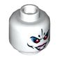 Minifig Head White Bone Demon, Magenta Lips, Red Eyes and Smile with Teeth / Black Eyes and Closed Mouth Smile Print