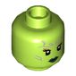 Minifig Head Gamora, Silver Decorations, Dark Green Lips, Open Mouth Sneer / Closed Mouth Neutral print