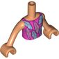 Minidoll Torso Girl, Dark Pink Top, Magenta Trim, Feathers print, Nougat Arms and Hands