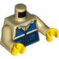 Torso Shirt, Dark Blue Vest with Pockets and White Stripe Print, Tan Arms, Yellow Hands
