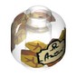Minifig Head (No Face), Bottle / Jar, Leaves, Tan Label with Black Script Print