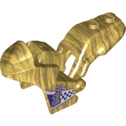 LEGO part 78317pr0003 Fairing, Motorcycle, Racing (Sport) Bike with 1 x 2 Studs and Dark Purple and White Checks, '1' with Crown Print in Warm Gold/ Pearl Gold