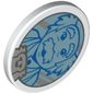 Road Sign Clip-on 2 x 2 Round with Metallic Light Blue Maurice Bust with Bushy Eyebrows and Moustache Print