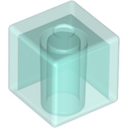 LEGO part 19729 Minifig Head Special, Cube [Plain] in Transparent Light Blue/ Trans-Light Blue
