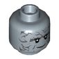 Minifig Head Korg, Dark Bluish Gray Markings, Smile Print