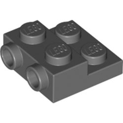LEGO part 99206 Plate Special 2 x 2 x 0.667 with Two Studs On Side and Two Raised in Dark Stone Grey / Dark Bluish Gray