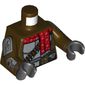 Torso Armor, Light Bluish Gray Panels, Dark Brown Bandolier and Belt, Red Scarf Print, Dark Brown Arms with Light Bluish Gray Armor Panels Print, Black Hands