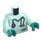 Torso Medical Scrubs, Dark Turquoise Pocket and Collar, Stethoscope Print, Light Aqua Arms, Dark Turquoise Hands