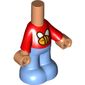 Microdoll Body Pants Medium Blue with Red Shirt with Bee, Medium Blue Legs, Nougat Hands print