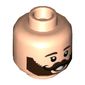 Minifig Head Jonathan, Dark Brown Beard with Black Curly Moustache, Teeth / Tongue Print