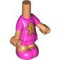 Microdoll Body Short Dress Dark Pink with Ginger Bread Figure print, Nougat Arms and Legs