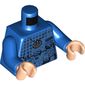 Torso Layered Sweater with Dark Blue Design Print, Blue Arms, Light Nougat Hands