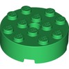 Green Brick Round 4 x 4 Centre Hole