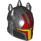 Helmet Mandalorian, Horned with Holes, Red and Yellow Visor, Red Markings print