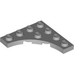 LEGO part 35044 Plate Special 4 x 4 with Curved Cutout in Medium Stone Grey/ Light Bluish Gray