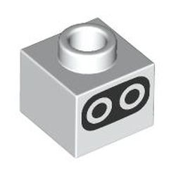 LEGO part 86996pr0001 Plate 1 x 1 x 2/3 with Hole in Stud with Black Oval, Black/White Circles print in White