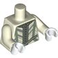Torso Doublet, Light Bluish Gray and Sand Green Trim Print, Glow in the Dark White Arms, White Hands