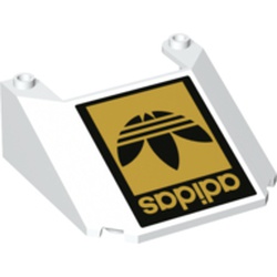 LEGO part 28782pr0002 Windscreen 6 x 6 x 2 with Black/Gold 'adidas' and Logo print in White