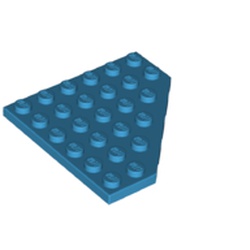 LEGO part 6106 Wedge Plate 6 x 6 Cut Corner in Dark Azure