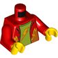 Torso Shirt, Open with Flames, Lime Undershirt with Lightning Bolt Print, Red Arms, Yellow Hands