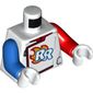 Torso, Odd Arms, Race Jacket with Red Trim, Flaming 'RR' Print, Left Red Arm, Right Blue Arm, White Hands