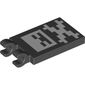 Tile Special 2 x 3 with 2 Clips without Tab between Clips with Pixelated Cross and Bones print