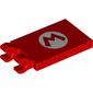 Tile Special 2 x 3 with 2 Clips without Tab between Clips with Mario Logo Print