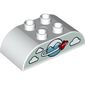 Duplo Brick 2 x 4 Curved Top with Airplane Circling Globe, Clouds Print