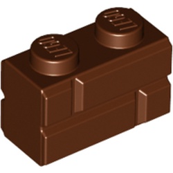 LEGO part 98283 Brick Special 1 x 2 with Masonry Brick Profile in Reddish Brown