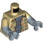 Torso, Dual Molded Arms, Shirt with Leaves and Flowers, Open over Sand Blue Chest Print, Tan Sleeves Pattern, Sand Blue Arms and Hands