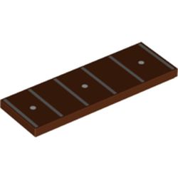 LEGO part 69729pr0005 Tile 2 x 6 with Guitar Finger Board, Frets, Position Markers print in Reddish Brown