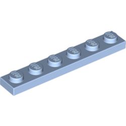 LEGO part 3666 Plate 1 x 6 in Light Royal Blue/ Bright Light Blue