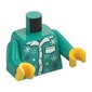 Torso Pajama Shirt, Collar, Pocket, and Snowflakes Print, Dark Turquoise Arms, Yellow Hands