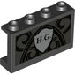 Panel 1 x 4 x 2 with Side Supports - Hollow Studs with Light Bluish Grey Shield, 'H. G.', Black Decorations print