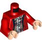 Torso Jacket, Open over Checked Shirt with Buttons Print, Red Arms, Light Nougat Hands