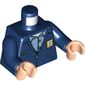 Torso Jacket with Pockets and White Postal Service Logo, Bright Light Blue Shirt Print, Dark Blue Arms, Light Nougat Hands