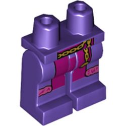 LEGO part 970c00pr2154 Legs and Hips with Gold Change, Magenta Robes/Coat print in Medium Lilac/ Dark Purple